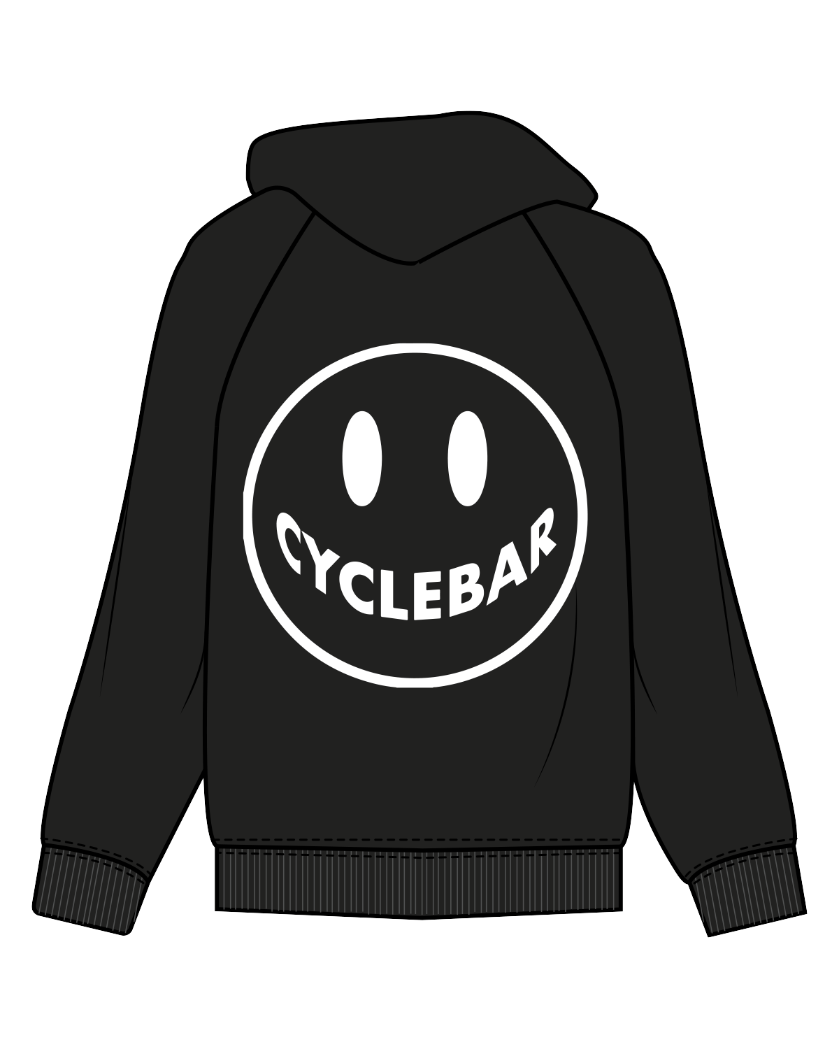 The Womens Zip Hoodie - Black - Cyclebar - Left Chest / Back - White