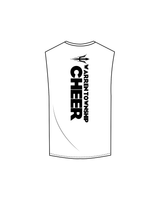 The Muscle Tank - White - Warren Cheer - Shoulder / Back Logos - Black