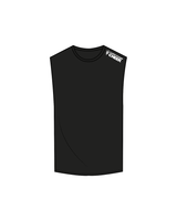 The Muscle Tank - Black - Warren Cheer - Shoulder / Back Logos - White