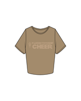 The Crop Tee - Sand - Warren Cheer - Front Logos - Tone on Tone