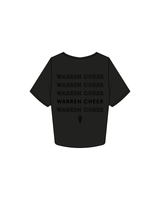 The Crop Tee - Black - Warren Cheer - Front / Back Repeating Logos - Tone on Tone