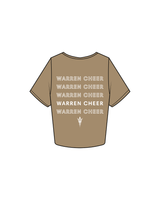 The Crop Tee - Sand - Warren Cheer - Front / Back Repeating Logos - White