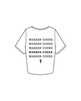 The Crop Tee - White - Warren Cheer - Front / Back Repeating Logos - Black