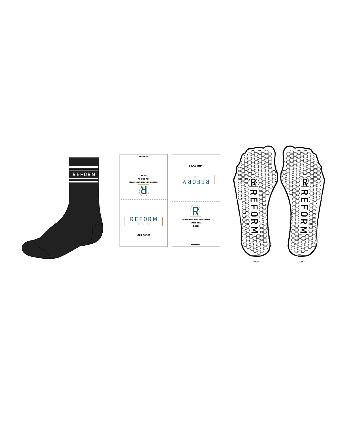 The Crew Grip Sock - Black - Reform Fitness - White Logo