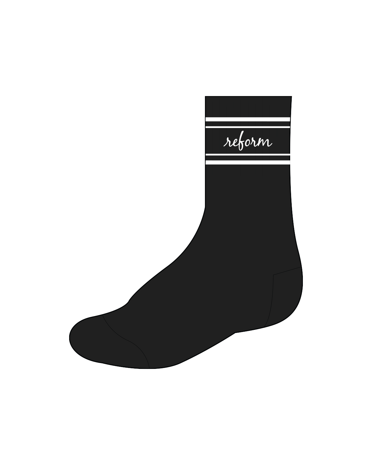 The Crew Grip Socks - Black - Studio Reform - White Logos and Grip