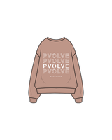 The Womens Crewneck - Clay - Pvolve Nashville - Repeating Logo - White