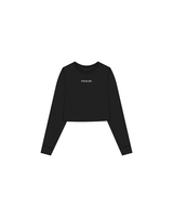 The Crop Long Sleeve - Black - Pvolve Nashville - Front & Back Logos - White