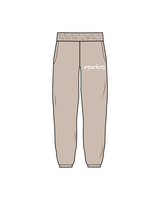 The Womens Sweatpants - Bone - Mantra Fitness - Left Thigh Main Logo - White