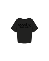 The Crop Tee - Black - Mantra Fitness - Front / Back - OC - Black Puff Print