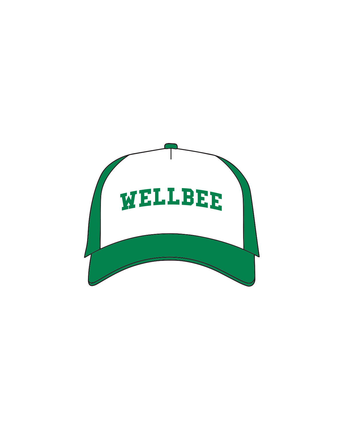 The Foam Trucker - White / Green - Wellbee Fitness - Collegiate Logo - Green