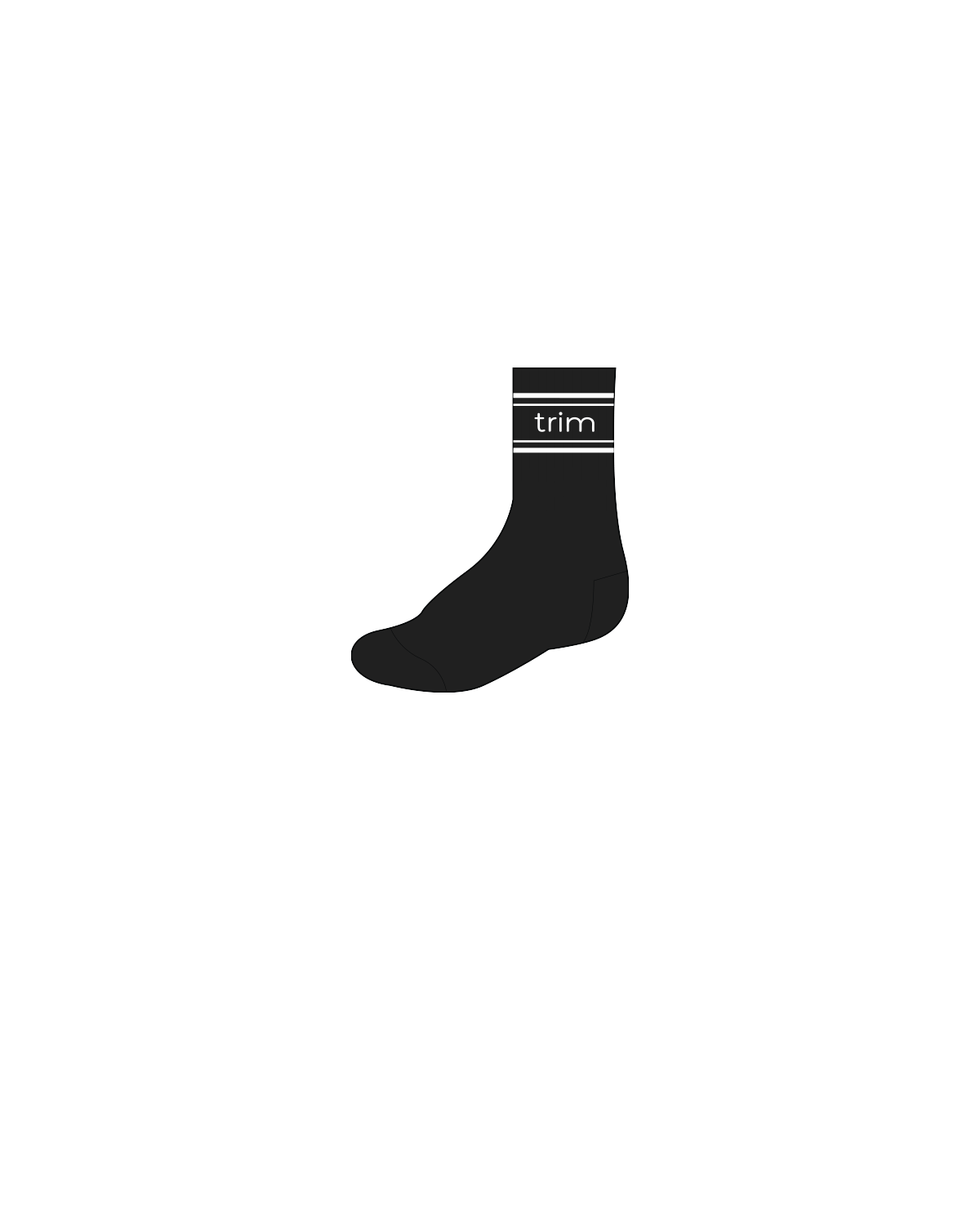 The Crew Grip Sock - Black - Trim Fitness - White Logos and Grip