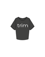 The Crop Tee - Charcoal - Trim Fitness - Center Chest Logo - White