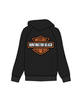 The Classic Hoodie - Black - Wellbee Fitness - Harley front and back - Full Color / Orange