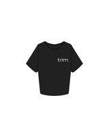 The Crop Tee - Black - Trim Fitness - Left Chest Logo - White