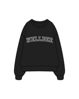 The Classic Crewneck - Black - Wellbee Fitness - Collegiate Logo - White