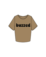 The Crop Tee - Sand - Wellbee Fitness - Buzzed Logo - Black