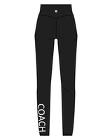 The Basic Legging - Black - Krista - Back Center & Left "COACH" - White